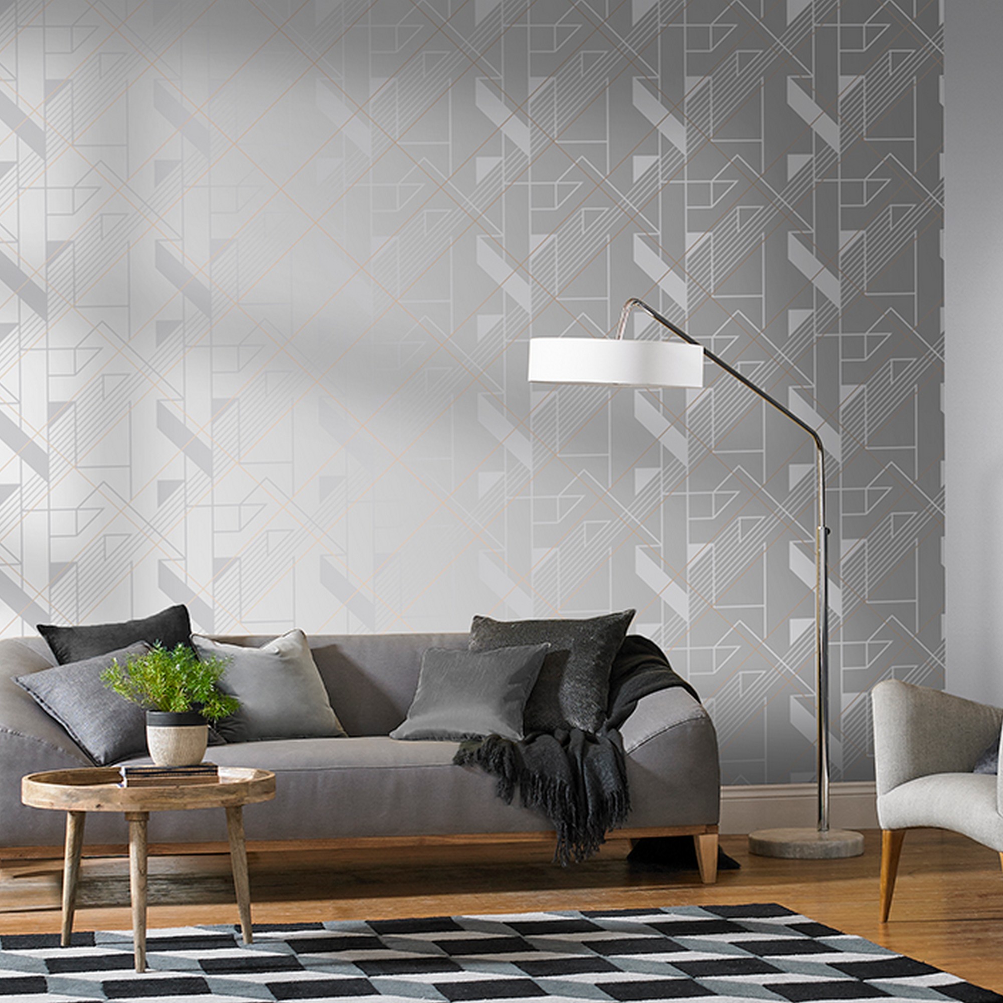 Graphic Reflect Wallpaper 105245 By Graham Brown In Silver Grey